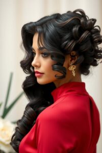 Voluminous Curls with Defined Part
